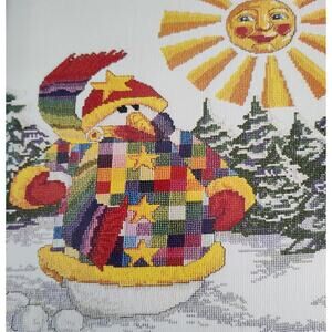 Stitchworld X Stitch Patchwork Snowman Cross Stitch Pattern Colorful Winter Sun